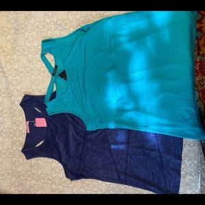 2 maternity work out shirts.